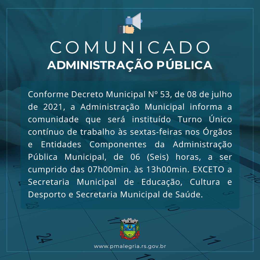 TURNO ÚNICO ÁS SEXTAS-FEIRAS